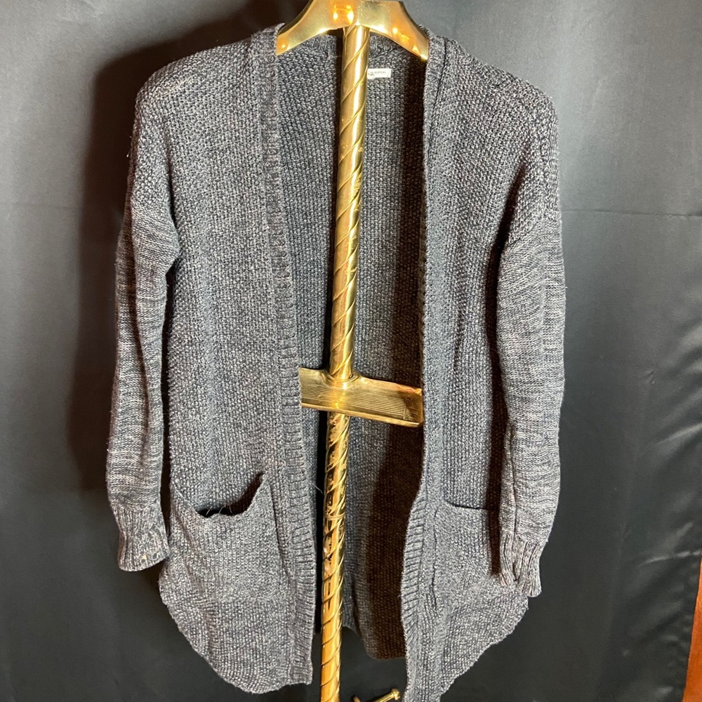 gray cardigan